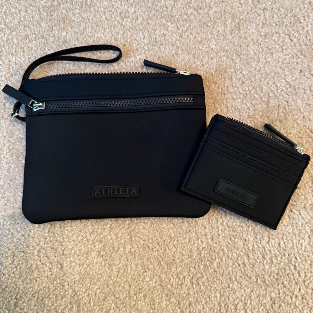Never used - Athleta Black Wristlet and Card Case Set